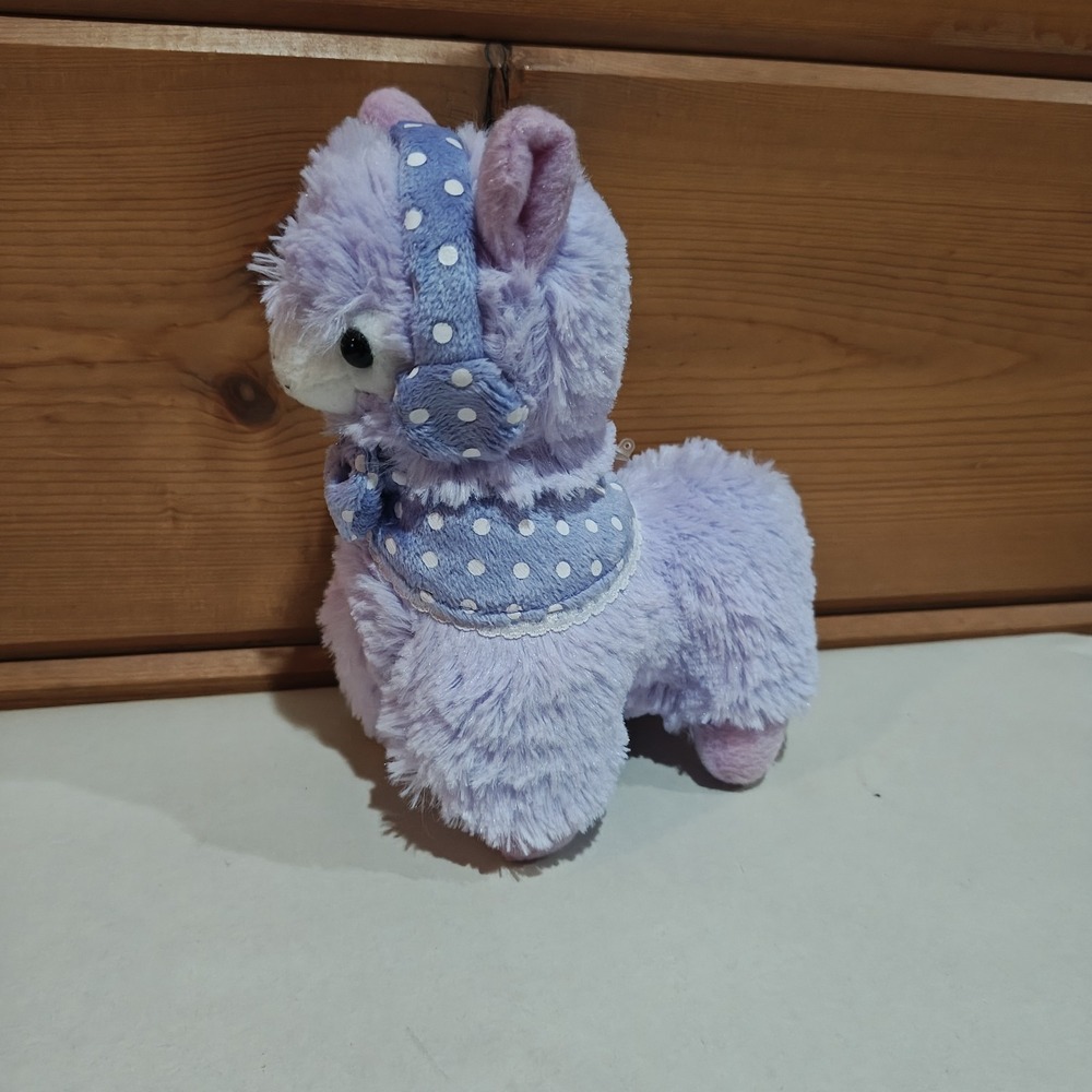 Collectible YES‎ ANIME Purple Plush 7" Alpaca Llama with Polka Dots Earmuffs! E4